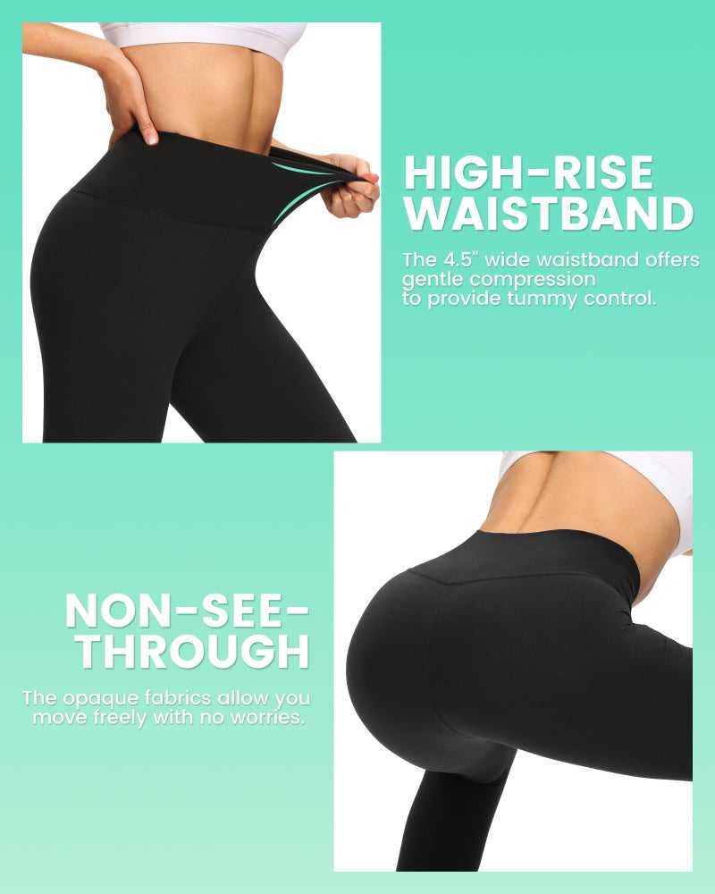 TNNZEET 3 Pack Leggings for Women - Black Tummy Control High Waisted Soft Yoga Pants for Workout Gym Running with Pockets - Image 4